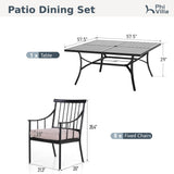 PHI VILLA 9 Piece, Outdoor Dining Set, 57.5"x57.5" Table, Cushioned