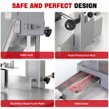 ARINOO Electric Commercial Meat Bone Saw, 1500W Stainless Steel Meat Bone Sawing Machine, Workbeach 18.31"x14.37",1.57-7 Inch Cutting Thickness, Frozen Meat Cutter for Beef,Deer,Fish,Chicken