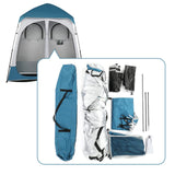 Double Dressing Tent,Oversize 2 Rooms Shower Tent, 7.5 FT Outdoor Pop up Changing Room, Instant Extra Wide Privacy Shelter for Camping Dressing Toilet Bathroom with Carry Bag, Blue & White