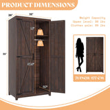 AMERLIFE Set of 2 Farmhouse Armoire Wardrobe Closet with 2 Barn Doors, 71'' Storage Cabinet with Shelf & Hanging Rod, Versatile Clothing Storage for Bedroom, Espresso