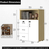 File Cabinet with Password Lock, Wood Lateral Filing Cabinet for Letter/A4 Files, 3 Drawer with Door