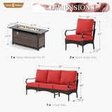 Sophia & William Metal Patio Furniture Set with Fire Pit Table, 4 Pieces