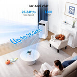 JRD 3-IN-1 Evaporative Air Cooler, 80° Oscillation Air Cooler with 3 Speeds, 4 Modes, 12H Timer, 2.4Gal Tank, Remote, Portable Swamp Cooler for Bedroom Home Office Garage