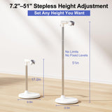 SENWELL-KA Hair Dryer Stand with 360 Rotating Head, Hands Free, Large Hook,Heavy Duty Base, Adjustable Height, TPU Padded Clip, Aluminum Alloy Holder for Home or Salon (White)