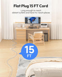 Tower Power Strip with Surge Protection 15 FT, NTONPOWER 1080J Surge Protector with 8 AC Outlets with 4 USB Ports NTONPOWER