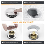 KUZOR 2-Pack Pop Up Bathroom Sink Drain with Overflow - Fits 1-5/8" to 2" Holes, Chrome 304 Stainless Steel for Vanity/Vessel Sink