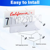2 PCS Clear License Plate Covers, Unbreakable Novelty Licenses Plate Protect, License Plates Frame for Car Tag, Front and Back with Screws Caps