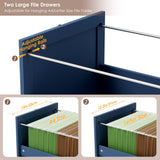 72'' Tall File Bookcase with Power Outlet & Printer Stand, 2 Filing Drawers