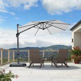 PURPLE LEAF Cantilever Umbrella 10 Feet Round Smooth 360° Rotation White