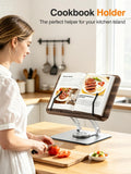 Tounee Adjustable Book Stand with 360° Swivel Base,Bright Silver