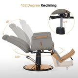 BarberPub Heavy Duty Barber Chair, Professional Reclining Salon Chair for Hair Stylist, Hydraulic Pump Barber Chairs for Barbershop, Salon&Spa Equipment 9246 (Grey)