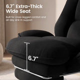 Daluvenix Cross Legged Office Chair with Flip Armrests，Big and Tall Executive Office Chair, 135° Reclining Criss Cross Chair with Footrest, Sink-in Cloud Cushion, Black Velvet