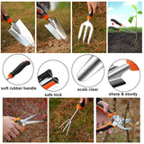 Garden Tool Set,10 PCS Stainless Steel Heavy Duty Gardening Tool Set with Soft Rubberized Non-Slip Ergonomic Handle Storage