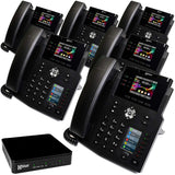 QB System Bundle with 6 IP9g IP Phones Including Auto Attendant, Voicemail, Cell & Remote Phone Extensions & Call Recording, Black, (QB1006) XBlue