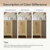 DELUXE LIVING 48 Inch Bathroom Vanity with Sink, Quartz Top, Light Oak