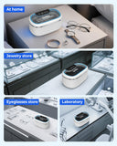 onlikin 35W Ultrasonic Jewelry Cleaner, 45KHz Retainer Cleaner for Jewelry, 5 Timer & 3 Power Modes, Eyeglasses, Rings, Watch Strap, Dentures - 20oz, 304 Stainless Steel Tank, Quiet <38dB (White)
