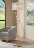 Possini Euro Design Vivant Modern Glam Luxury 71 1/2" Tall Standing Floor Lamp Large 8-Light Crystal Spray LED Dimmable Metal Soft Gold Finish Living Room Bedroom House Reading Office Home Décor