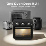 SMIRLY 6-in-1 Air Fryer Toaster Oven Combo, 27QT Convection Oven Countertop, 60 Min Timer, 1800W Oven for Toast, Roast, Bake, Reheat, Broil, Warm, Fits up to a 5 lb Turkey, 12" Pizza, 8 Toast, Black