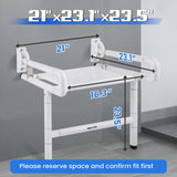 NEWTRY 21” Folding Shower Seat Wall Mounted(Fixed Height), 660lb Fold Down Shower Seat (Requires Drilling), Foldable Shower Chair for Home Care, for Bathroom Inside Shower