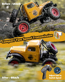 FCX24S RC Crawler 1/24 Remote Control Car, Power Wagon S 4WD RC Crawler Two-Speed Shift, RC Rock Crawler 8Km/h with Metal Gears for Adults (Red)