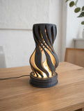 MAKER 3D Twist Spiral Table Lamp in Dark Grey - Handmade 3D Printed Shadow Projection Night Light, Dimmable USB LED Bedside Accent Lamp for Bedroom, Nursery and Office Desk Decor