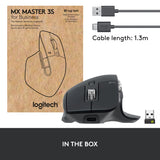 Logitech MX Master 3S for Business, Wireless Mouse with Quiet Clicks, 8K DPI, Secured Logi Bolt USB Receiver, Bluetooth, USB-C Charging, MagSpeed Scrolling, Windows/Mac/Chrome/Linux - Graphite