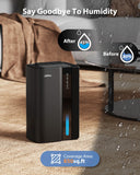 UBBO 95oz Dehumidifiers for Home, 1000 Sq.Ft Dehumidifier with Drain Hose - Auto Shut Off, Timer, Sleep Mode & Drain Hose - 7 Color Light for Bedroom, Bathroom, RV - Black