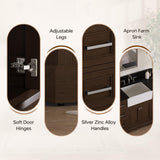 DELUXE LIVING 48" Bathroom Vanity with Sink, Fully Assembled, Walnut