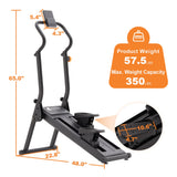 Magnetic Stair Stepper for Home, 16-Level Adjustable Resistance up to 77LBS, 350LBS Capacity, with Cup Holder & Bluetooth APP, Folding Compact Cardio Climber(Black)