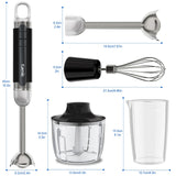 Cordless Immersion Hand Blender with Charging, 4 in 1 Hand Blenders Set,6-Speed Turbo, Wall-Mountable Design, Includes Chopper, Whisk & Frother for Soup, Baby Food & Smoothies (Black)