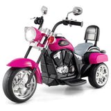 Costzon Kids Motorcycle, 6V Battery Powered Ride on Chopper Motorcycle w/Horn, Headlight, 3-Wheel Stable Ride on Toys, Electric Toddler Motorcycle for Kids, Gift for Boys Girls (Rose Red)