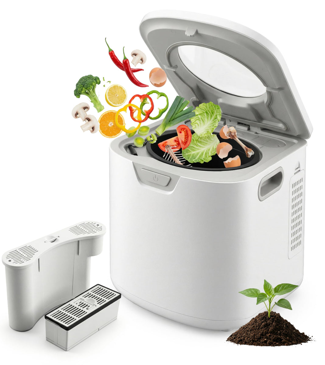Kitchen Counter Composter NutriChef 4 Quart Electric Kitchen Composter | Smart Countertop Compos ...