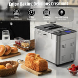 Razorri Bread Maker Machine, 2LB 18-in-1 Programmable Stainless Steel Homemade Bread Machine with Gluten-Free, Auto Nut Dispenser, 15H Delayed-start, 1H Keep Warm, 3 Crust Colors and 3 Loaf Sizes