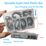 Afmivs Worm Hooks for Bass Fishing Hooks, 110pcs Bass Hooks Fishing, 6 Sizes Fishing Hooks Freshwater, Eagle Claw Hooks #1 1/0 2/0 3/0 4/0 5/0 Black High Carbon Steel with Portable Plastic Box