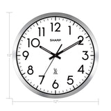 Sharp Atomic Analog Wall Clock - 12" Silver Brushed Finish Sets Automatically- Battery Operated Easy to Read Use: Simple, Style fits Any Decor