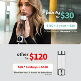 PIURIFY Hydrogen Water Bottle Generator - Up to 4100+ PPB Molecular Hydrogen Infusion - SPE/PEM Technology - Certified H2 Generator - Rechargeable - Extended Warranty - 10 oz (Silver)