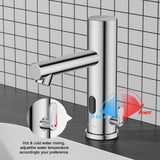 Achelous Automatic Touchless Bathroom Sink Faucet with Deck Plate,Hands Free Infrared Sensor Basin Faucet with Temperature Control, Battery Powered Sensor Bathroom Tap,Chrome