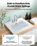 VEVOR Semi Recessed Bathroom Sink, 20.08 x 18.31 Inch Rectangular White Ceramic Vessel Sink with Overflow and 3 Faucet Holes, Drop in Modern Lavatory Vanity Bath Wash Bowl Basin Rectangle Small Space