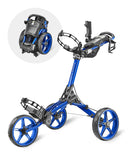 Caddytek Caddylite Compact 3 Wheel Golf Push Cart | One Click Folding Design, Smallest Folded Footprint, 32" Wide Wheelbase | Blue Caddytek