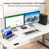 USB C & Dual HDMI KVM Switch 2 Monitors Laptop & Desktop Docking Station