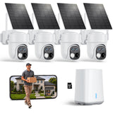 Security Cameras Wireless Outdoor, No Subscription 4-Cam System with Hub