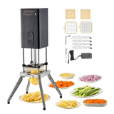 VEVOR Commercial French Fry Cutter, 1/2-Inch 3/8-Inch Blade Stainless Steel Vegetable Fruit Chopper with 2 Replacement Blades, Electric Potato Slicer Dicer for Restaurants & Home Kitchen
