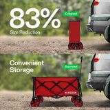 VIVOSUN Collapsible Folding Wagon, 350 lb Load-Bearing Outdoor Utility Cart with Silent Universal Wheels, Cup Holders &Side Pockets