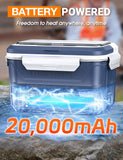 Docusvect Rechargeable Heated Lunch Box for Men, 1.3L Cordless Electric Lunch Box for Adults with Smart Scheduled Heating, Portable Food Warmer with Complete Accessories