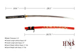 Hand Forged 1045 Carbon Steel Pine Katana, Heat Tempered Full Tang Sword
