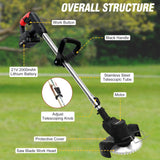 ALSO GO 21V Electric Weed Eater with Wheels,Cordless Battery Weed Wacker with Charger, 3 in 1 Brush Cutter/String