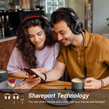 Over Ear Headphones, Wireless Headphones w/ 72H Playtime, Hi-Res, 3.5mm/6.35mm Wired Audio Jack - Red OneOdio