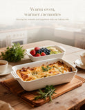 Ceramic Baking Dish Set, 3-Piece Casserole Dishes for Oven, Rectangular Baking Pans, Deep Lasagna Pans with Handles, Multi-Size Set for Cooking, Baking, Serving, and Gifting, White (16.1''/12.2''/9'')