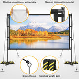 120 inch Outdoor Projector Screen with Stand, Portable Projector Screen Outdoor with Sand Bag, 16:9 4K HD Movie Screen with Carry Bag for Backyard, Camping, Theater