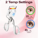 Heated Eyelash Curler Electric Eyelash Curlers 8s Fast Heating Lash Curler Safe Anti-Burn Lash Curler Intelligent Temp Control rizador de pestañas for 24H Long Lasting Curls (White)